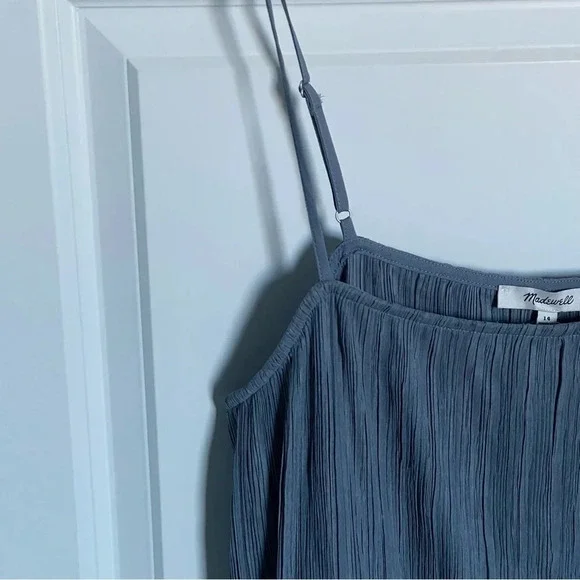 New! Madewell The Goldie Dress in Plissé Teapot Blue nwt 18959